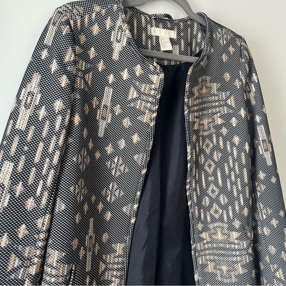 H&M Jacquard Woven Coat - Tribal Geometric Print - Size 4 Small Oversized - Picture 6 of 11